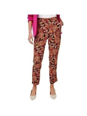 J. Crew Jamie Floral Pants Womens Size 16 Elastic Waist Ankle Length